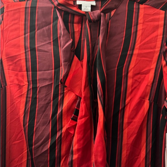Liz Claiborne Red and Black Long Sleeve Blouse - Picture 2 of 5